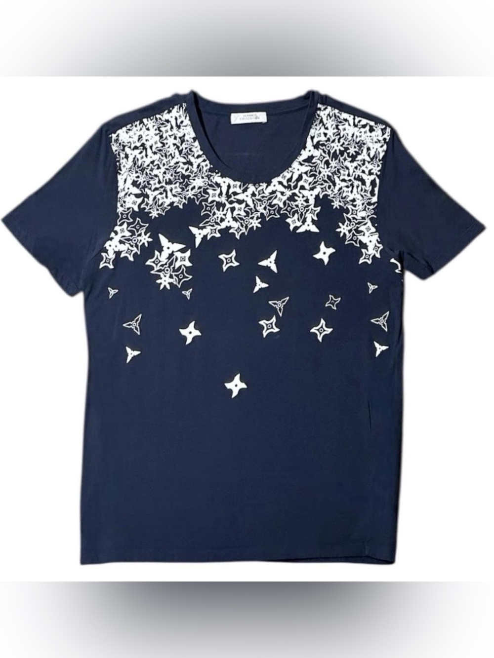 Versace Collection Ninja Stars Shuriken Logo T Shirt Navy